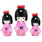 Conj. 3 Boneca Kokeshi Rosa KKRS