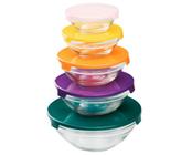 Conj. 5 Bowls De Vidro C/Tampas Sortidas Bon Gourmet - Ref.25622