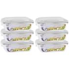 Conj. 6 Potes Vidro Retangular Mantimentos 640ml