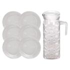 Conj. 6 Pratos Acqua Fundo 22,4cm 1 Jarra Diamante 1L Transp