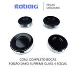 Conj. bocas completas fogão dako supreme glass 4 bocas