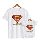 Conj Camiseta e Body Beê Super Pai e Super Filho