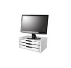 Conj Com 2 Suportes Para Monitor de Mesa Em MDF Branco Com 3 Gavetas Brancas Souza Referência 3343