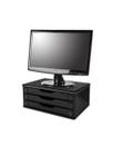 Conj com 4 Suportes para Monitor em MDF Black Piano com 3 Gavetas Black Piano Souza Referência 3347