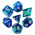 Conj. de 7 dados Iridescente - Azul e Verde - RPG