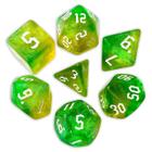 Conj. de 7 dados Iridescente - Verde e Amarelo - RPG