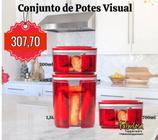 Conj em policarbonato vermelho da tuperware 3 peças