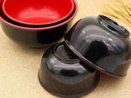 Conj. Jogo 4 Tigela Cumbuca Bowl Comida Japonesa em Melamina Preto Vermelho 350ml