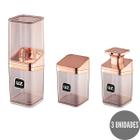 Conj Rose Gold Lavabo Dispenser, Porta Escova e Algodão 3p - UZ