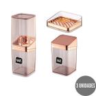 Conj Rose Gold Lavabo Porta Escova, Algodão e Saboneteira 3p