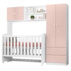 Conjugado Infantil Berço e Armario 4 PT 999150 Branco Rosa Claro PLLA