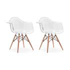 Conjunto 02 Cadeiras Charles Eames Wood Com Braços Policarbonato - Transparente