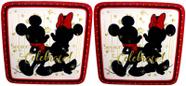 Conjunto 02 Pratos Quadrados Decorativos Melamina De Natal - Mickey E Minnie Mouse - Season To Celebrate - Decoração Natalina - Disney