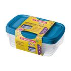 Conjunto 03 Potes-785 ml Retangular Plástico-Cor Azul-SANREMO