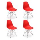 Conjunto 04 Cadeiras Charles Eames Eiffel Base Metal Design - Vermelha