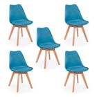 Conjunto 05 Cadeiras Eames Wood Leda Design - Turquesa