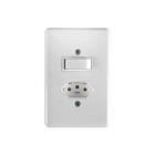 Conjunto 1 Interruptor Simples   1 Tomada Com Placa Stylus 2P T 250V/10A Branco 4 X 2 20200 Ilumi