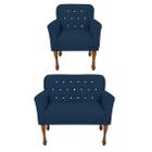 Conjunto 1 Poltrona e Namoradeira Estofada Com Botões de Strass Anitta Suede Azul Marinho DL Decor - Doce Lar Decorações