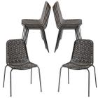 Conjunto 10 Cadeiras de Jantar Topázio Artesanal em Fibra Sintética para Edícula, Área Gourmet, Varanda - Pedra Ferro