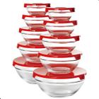 Conjunto 10 Potes Tigelas Vasilhas Bowls Em Vidro Com Tampa