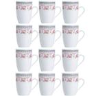 Conjunto 12 Canecas de Porcelana Xícaras de Chá 310ml com Tampa Filtro Inox Infusor Lyor Rosa