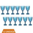 Conjunto 12 Copos Taça Azul Diamante 300ml Para Agua Vinho