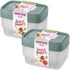 Conjunto 12 Potes de Plástico Sanremo Retangular 785ml Verde