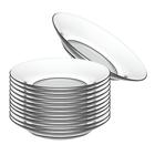 Conjunto 12 Pratos Fundos de Vidro 22cm transparente  Design Elegante e Resistente