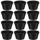 Conjunto 12 Ramekins Pretos Canelados 90ml Potes Bowls Pequenos Uno Coza em Polipropileno