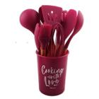 Conjunto 12 Utensílios De Cozinha Silicone Vermelho Madeira