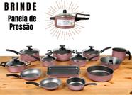 Conjunto 14 peças c/ panela de pressão antiaderente teflon moderna