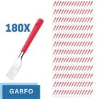 Conjunto 180 Garfos Aço Inox Cabo Plástico Vermelho Luna - Taumer