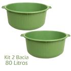 Conjunto 2 Bacias Plástica Para Restaurante 80 Litros Verde - Arqplast