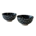 Conjunto 2 Bowls em Cerâmica Folhagem Preto e Branco 250ml