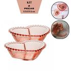 Conjunto 2 Bowls Rosa de Cristal Coração Petisco Sobremesa Cantinho do Café 15cm x 13cm x 5cm - Wolff