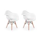 Conjunto 2 Cadeira Charles Eames Wood - Daw - Com Braço - Design - Branca