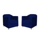 Conjunto 2 Cadeira Decorativa Tila Área De Lazer e Gourmet Suede Azul Escuro - Kimi Design