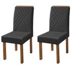 Conjunto 2 Cadeiras Barbara de Madeira Maciça em Veludo Preto