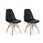 Conjunto 2 Cadeiras DKR Charles Eames Wood Estofada Botonê - Preta