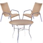 Conjunto 2 Cadeiras e Mesa Alta Alumínio Para Área Externa Fortaleza Fibra Sintética Artesanal