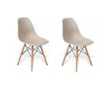 Conjunto 2 Cadeiras Eames Eiffel Com Pés De Madeira Bege BV Magazine