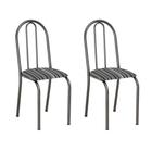 Conjunto 2 Cadeiras Éos Cromo Preto e Preto Listrado - Artefamol