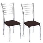 Conjunto 2 cadeiras Ipanema cromada para cozinha-Assento sintético Marrom-Gat Magazine