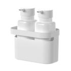 Conjunto 2 Dispenser Porta Detergente e Sabão Líquido 500ml + Cesta Organizadora com Alça de Apoio Multiuso Cozinha Lavanderia Flow Ou - Branco