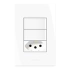 Conjunto 2 Interruptores Paralelos + 1 Tomada 10A 250V com Placa 4x2 Inova Pro Alumbra Branco