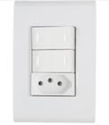 Conjunto 2 Interruptores Paralelos   1 Tomada C/ Placa Mod. Aria 2P T 250V Cor: Branco 4 X 2 -TRAMONTINA