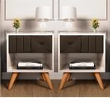 Conjunto 2 Mesa Cabeceira Glamur Tokio Decor Pé Madeira