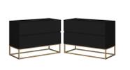 Conjunto 2 Mesa de Cabeceira Eros 60 Estilo Industrial Base Dourado - LCN Moveis