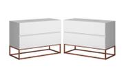 Conjunto 2 mesa de cabeceira eros industrial 60CM branco / cobre - Casa Detalhe