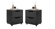 Conjunto 2 Mesa De Cabeceira Estilo Retrô Pés Anti-Umidade Prime 2 Gavetas Com Prateleira